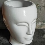White ceramic pot cover vase 60s