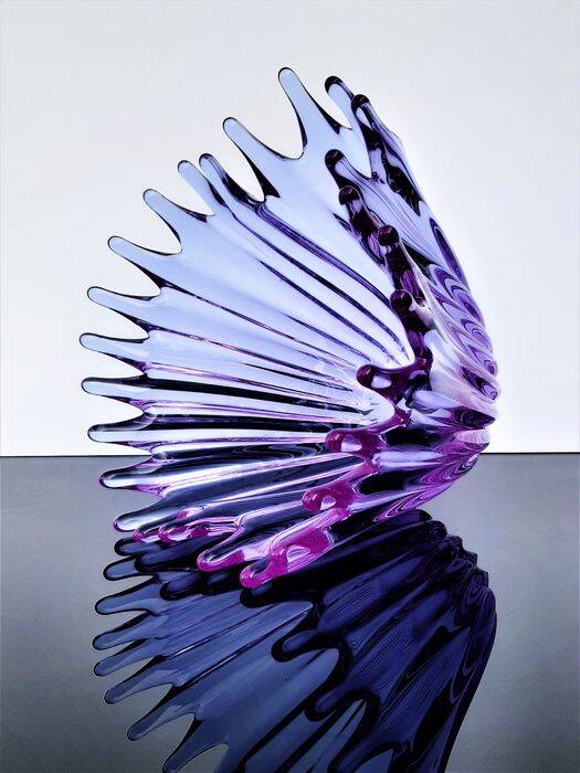 Vase - Large Purple Crystal Cup • Vintage • Cristallerie de Bayel • 1950