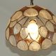 French Vintage Capiz Shell Hanging Pendant Light in Brown & White Gold Trim