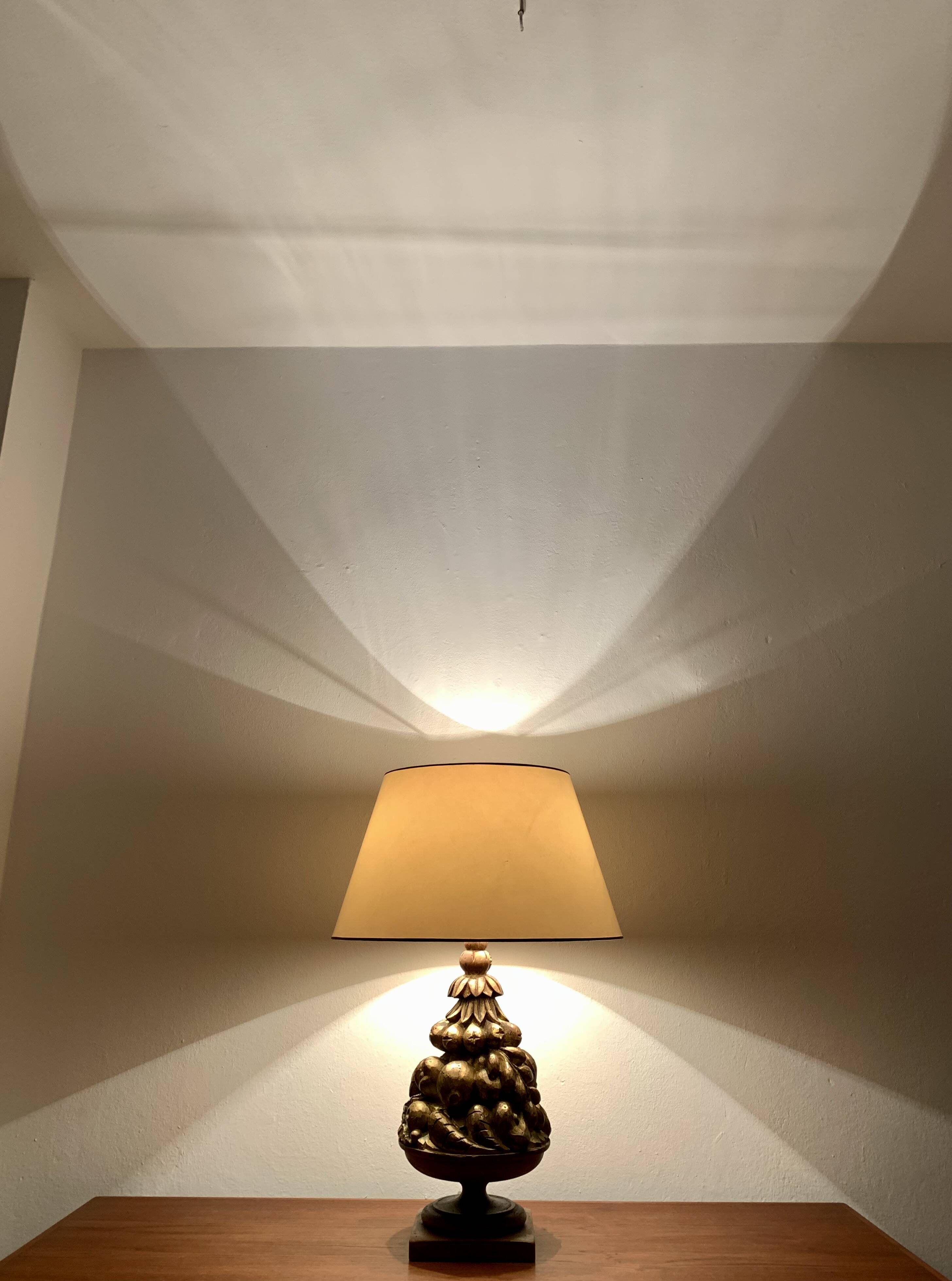 Wooden Hollywood Regency Table Lamp