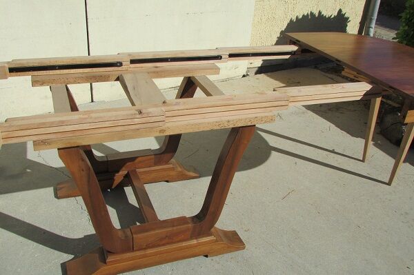 Art Deco oval table, 4 extensions, up to 18 people