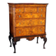 George II Burl Walnut and Marquetry Hightboard, 1890s
