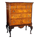 George II Burl Walnut and Marquetry Hightboard, 1890s