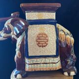 Vintage 70s xl ceramic elephant plant pot - brown