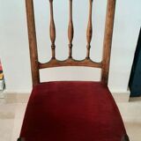 Chaise enfant bois massif et velours rouge