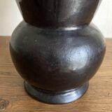 Etienne Noel modernist vase in Dieulefit 1950 in black enamel earthenware