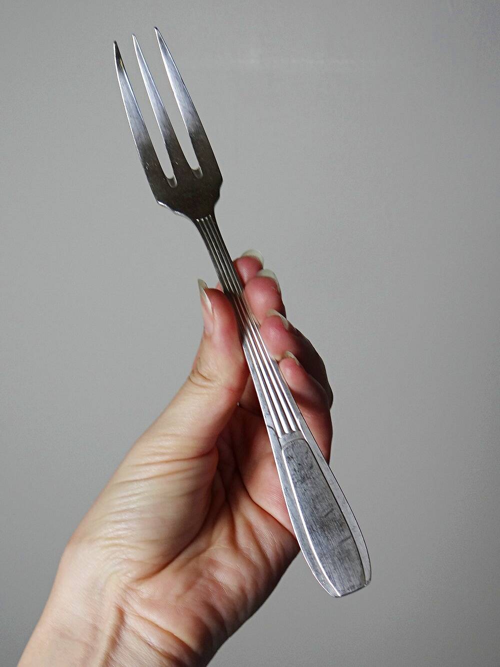 6 vintage/antique silver-plated trident forks, art deco style, SFAM