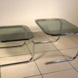 Two glass and chrome nesting tables 1970