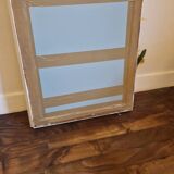 Large vintage mirror with white frame and iris and grape floral decorations