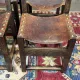 Set of 6 English chairs in oak and fine leather from the late 19th century.