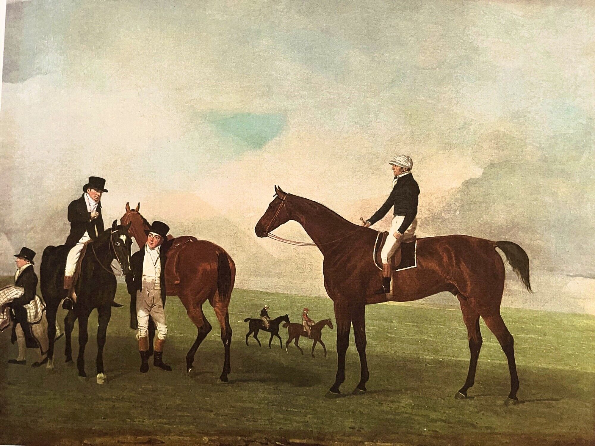 English watercolor reproduction of 20th century equestrian horse