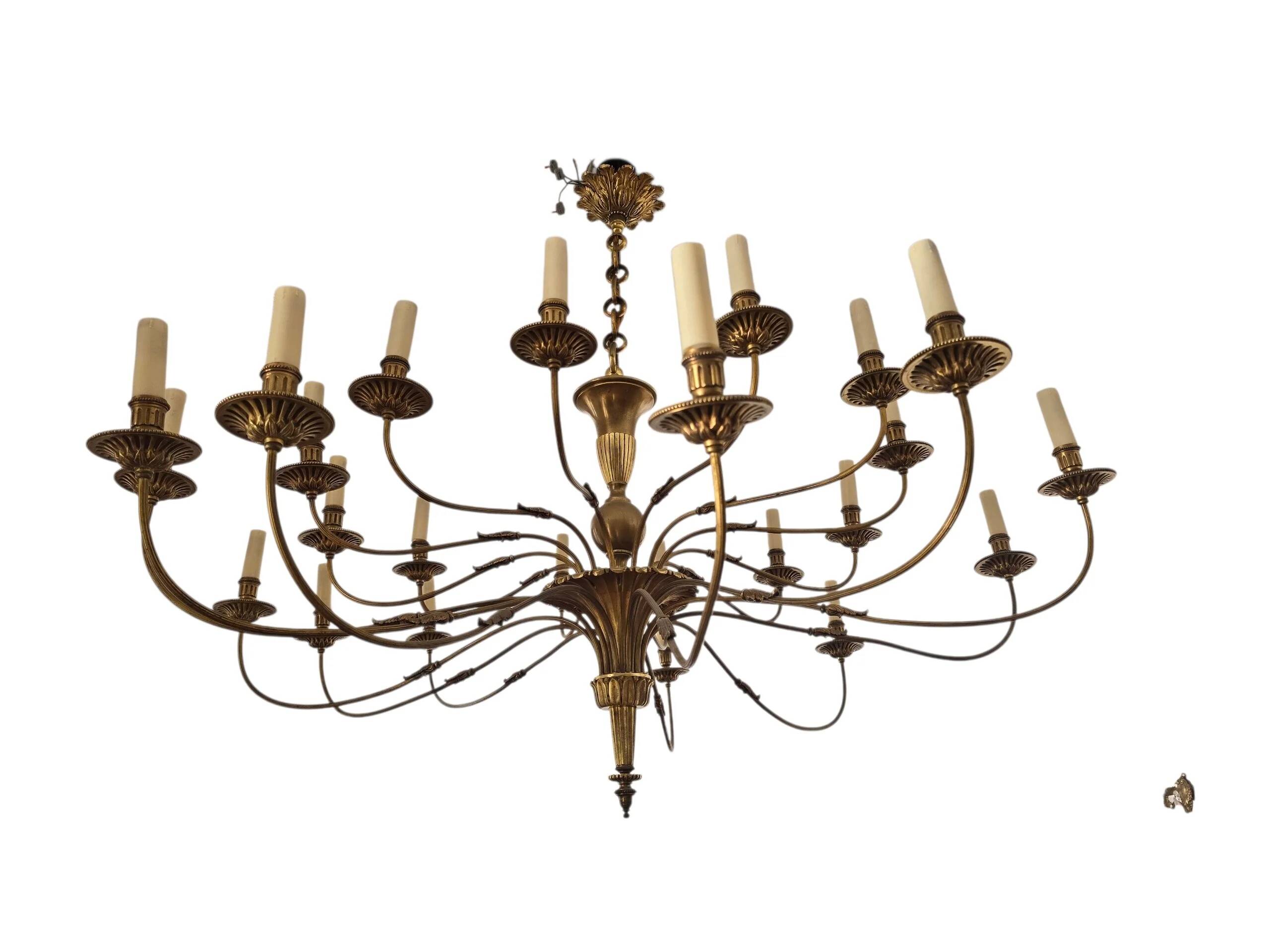 Large solid brass chandelier with 24 lights