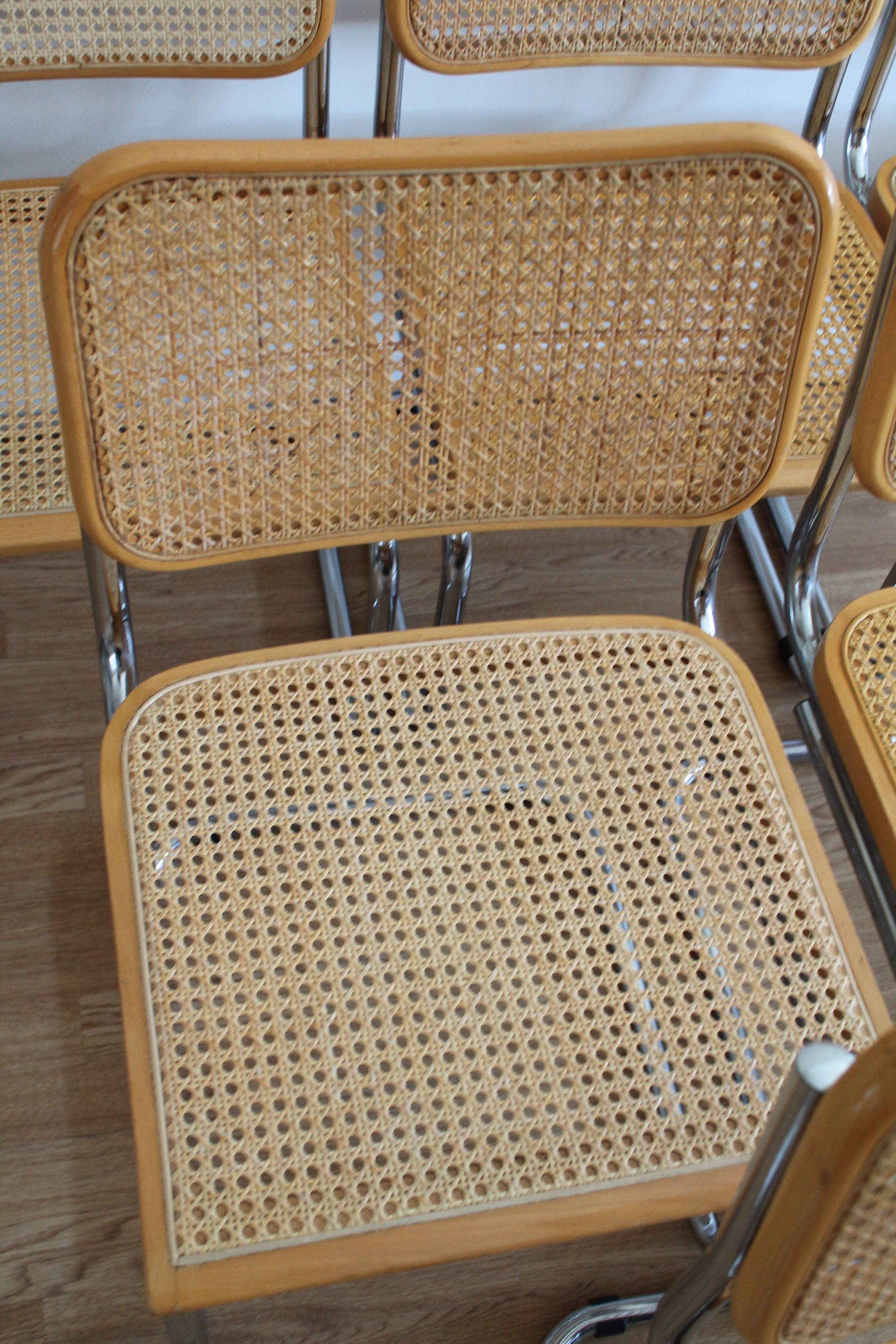 Lot de 6 chaises Cesca B32 par Marcel Breuer