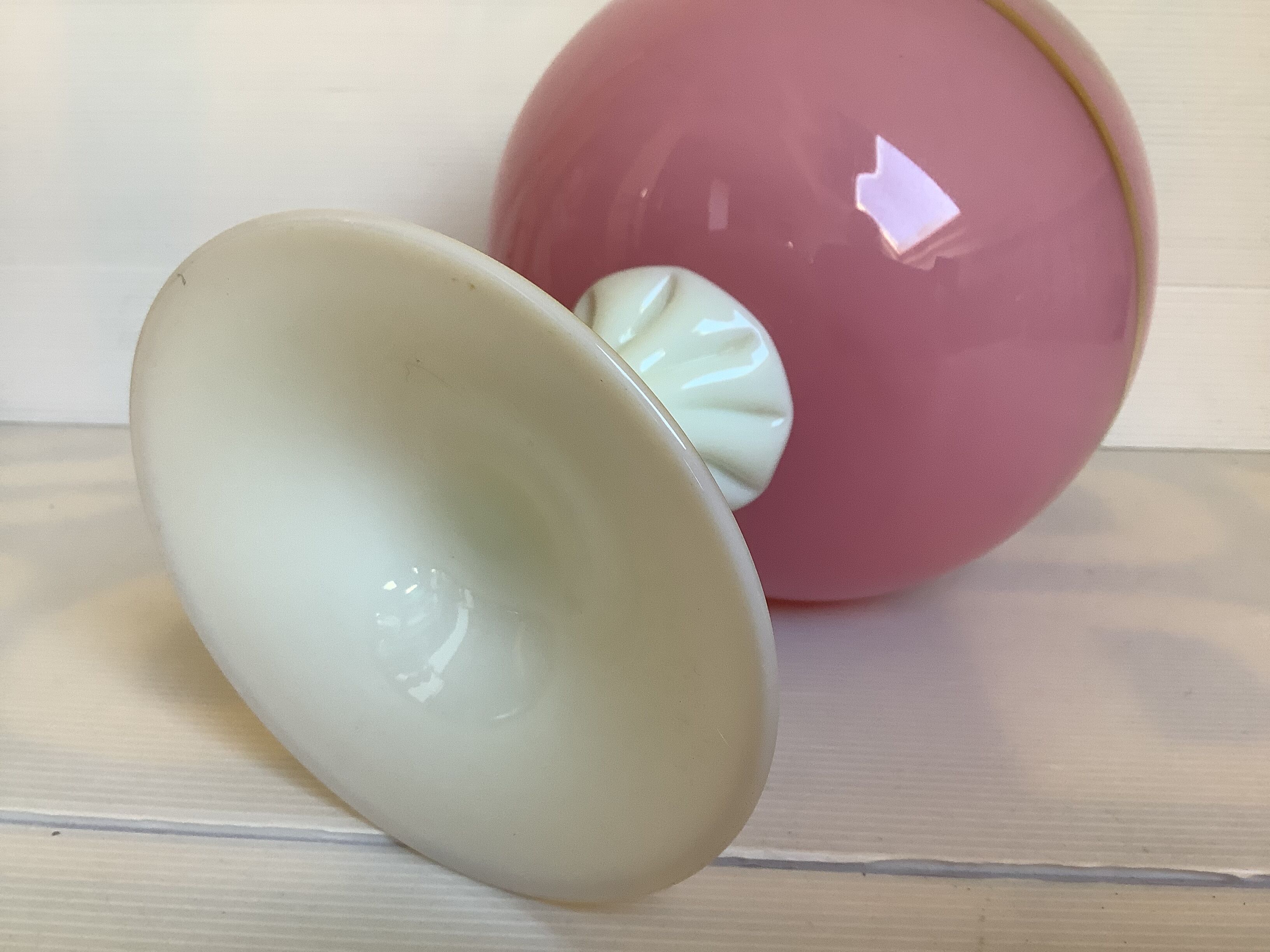 Pink opaline cameo vase