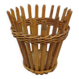Cache pot vintage en bambou et osier