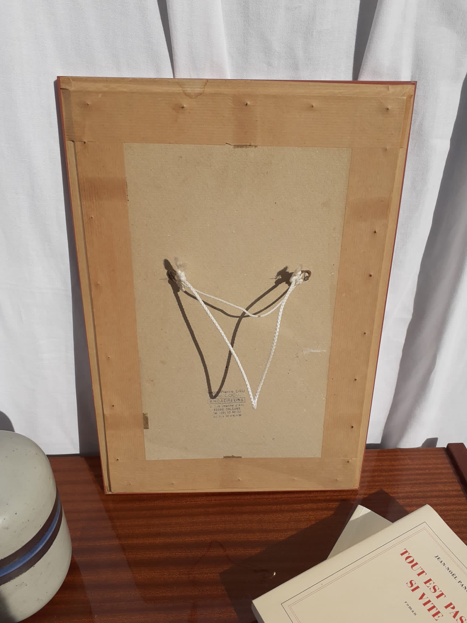 Embroidered picture blue and orange bird