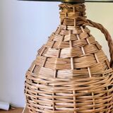 Vintage rattan demijohn lamp