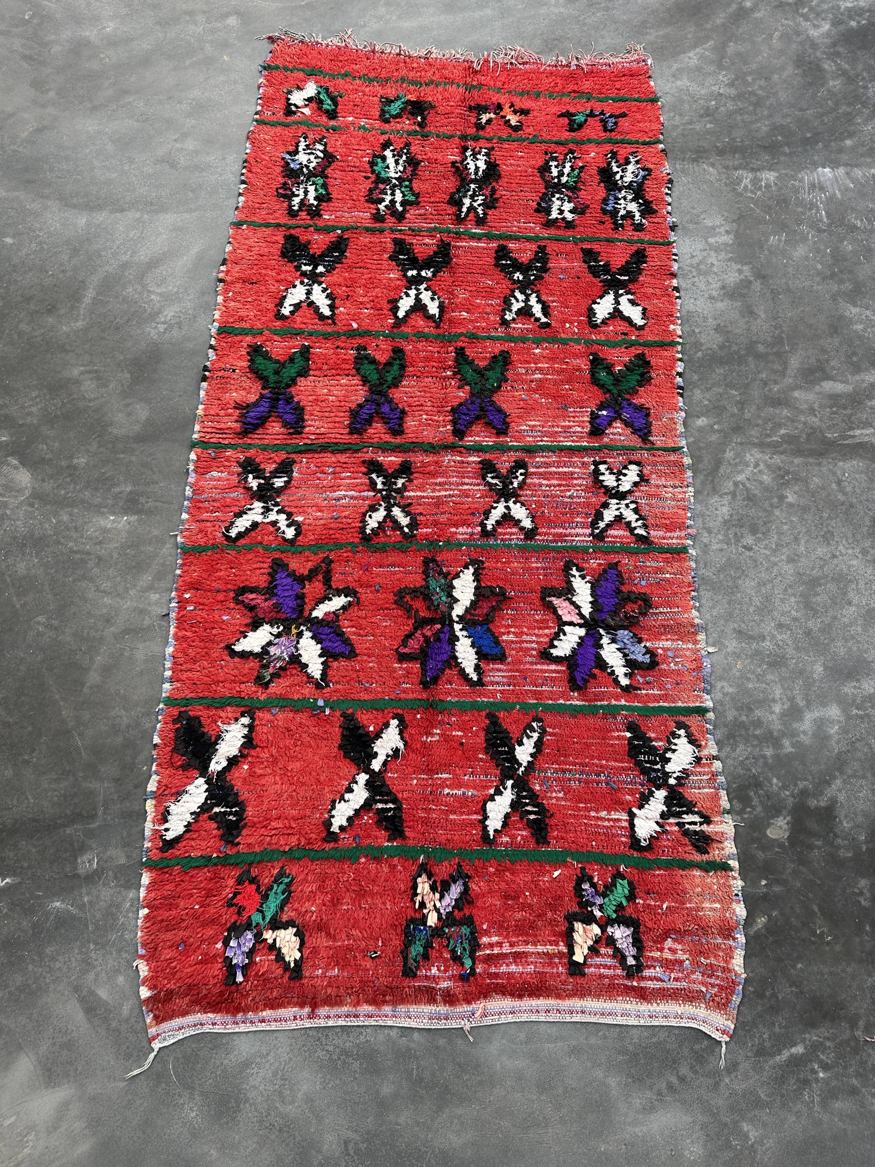 Red Boujad Moroccan rug - 10 x 237 cm