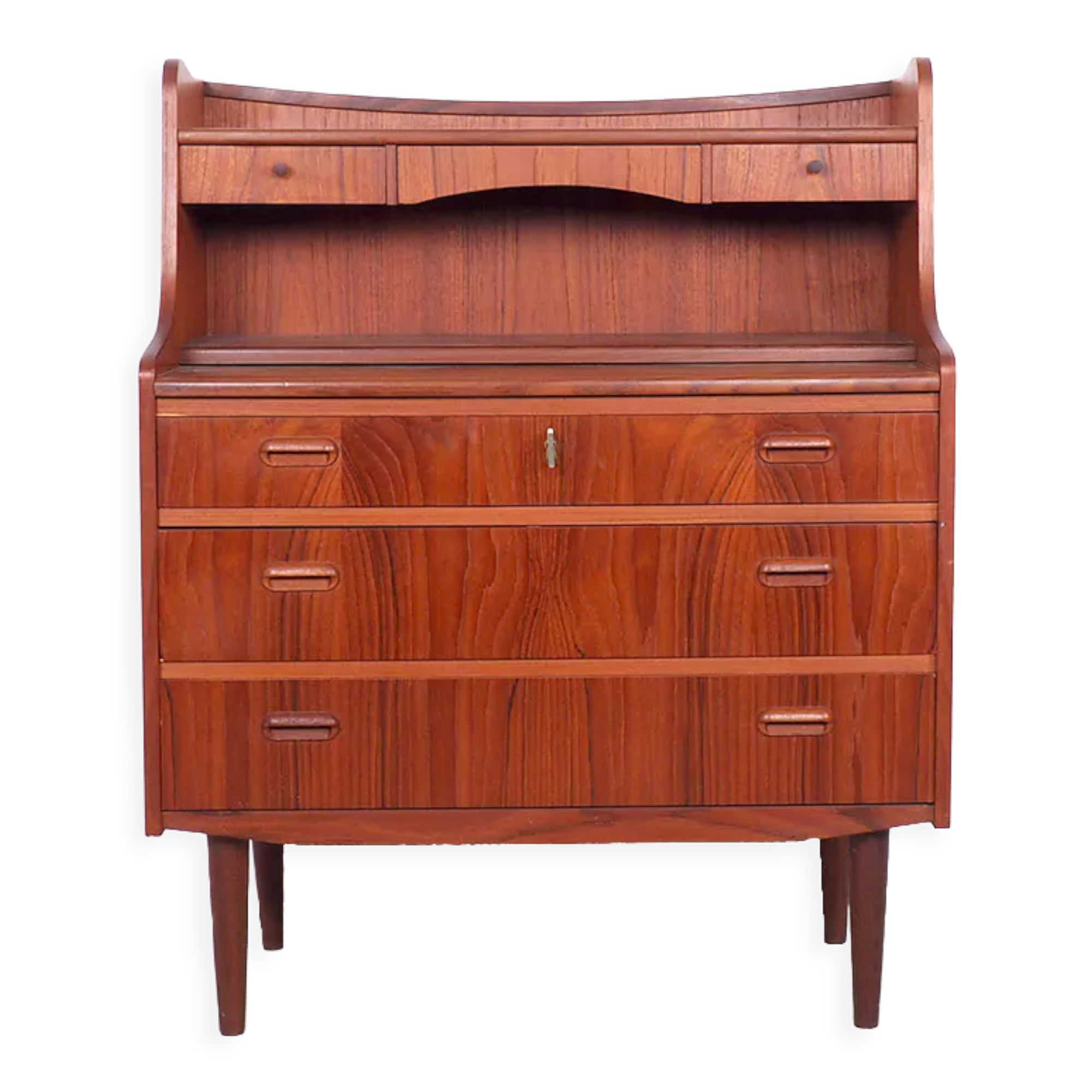 Teak Danish secretary with pull out mirror and desk, 1960s