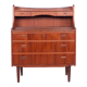 Secrétaire danois en teck avec miroir coulissant et bureau, années 1960