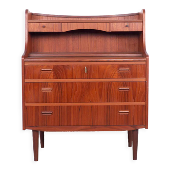 Teak Danish secretary with pull out mirror and desk, 1960s