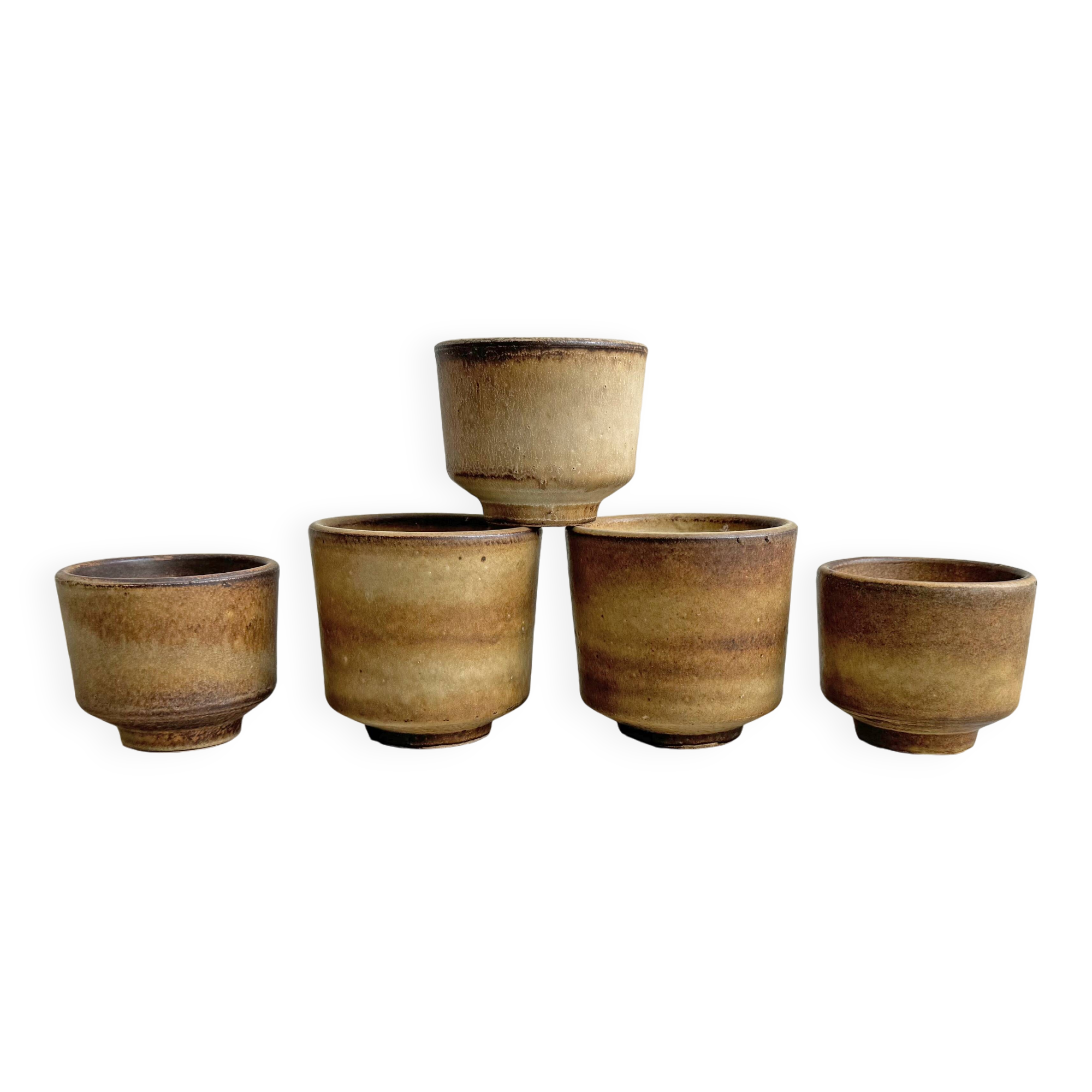 Set of 5 vintage Dutch ceramic 70s planters / flower pots