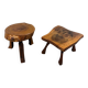Set of 2 small brutalist wooden plant tables side tables 1960–70’s