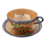 Coffee cup and under cup or tea made of iridescent Japanese porcelain