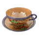 Coffee cup and under cup or tea made of iridescent Japanese porcelain