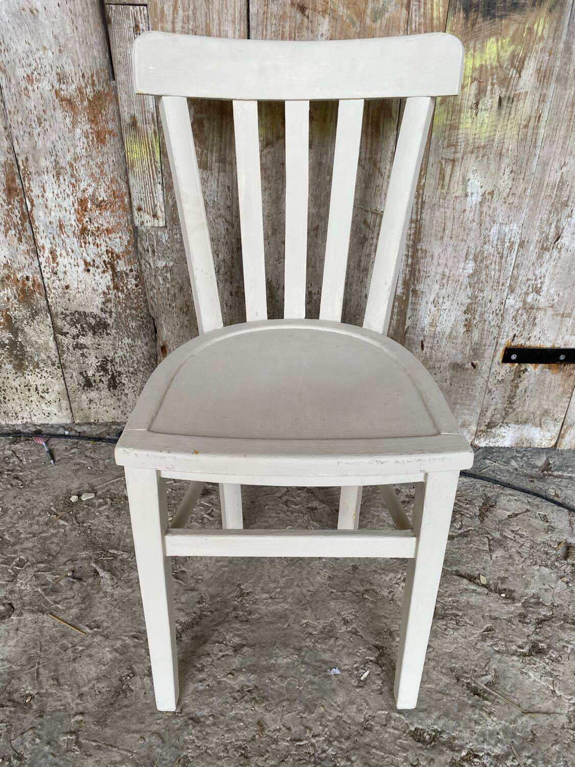 Vintage white wood baumann bistro chair old style #d541