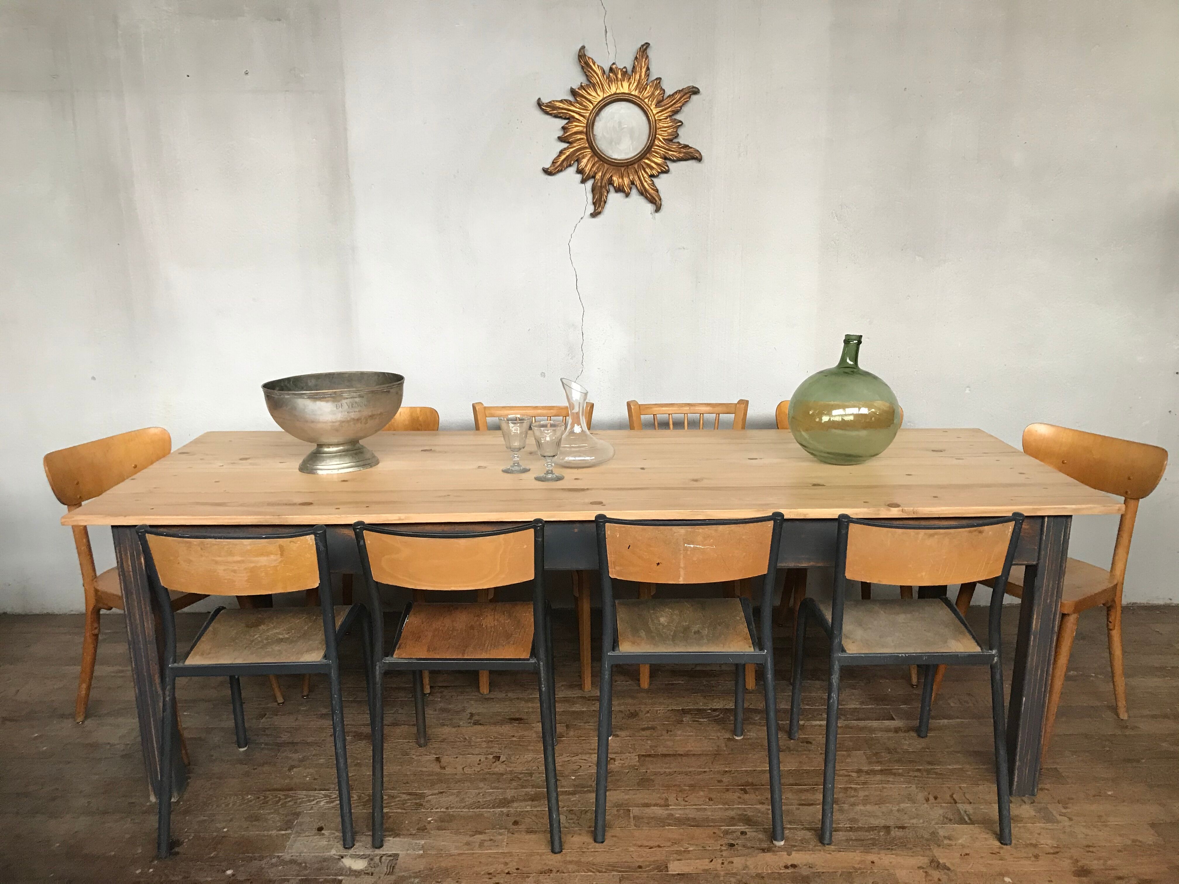 Farm table, early 20th fir bistro countryside