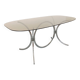 Vintage rectangular rounded dining table in smoked glass and chrome metal