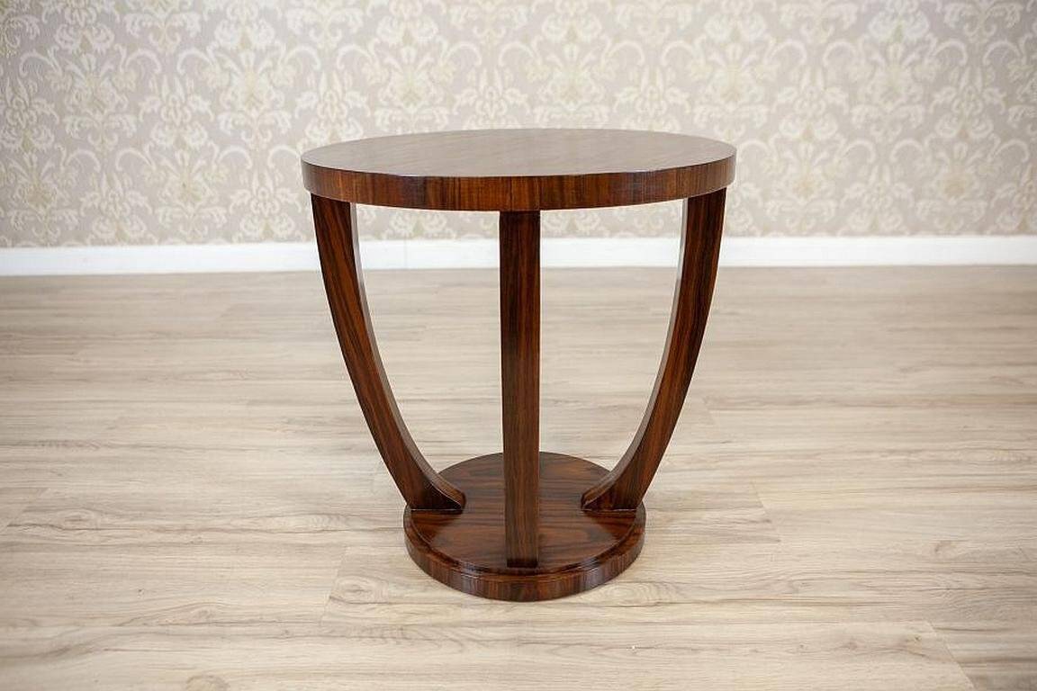 Late 20th Century Art Deco Round Mahogany Side Table, 1950s