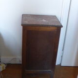 Nightstand wood and pink marble, art deco