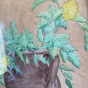 Still life illustration from the 70s under glass.