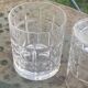 5 whisky glasses, Cristal Bayel stamps, transparent crystal with patterns