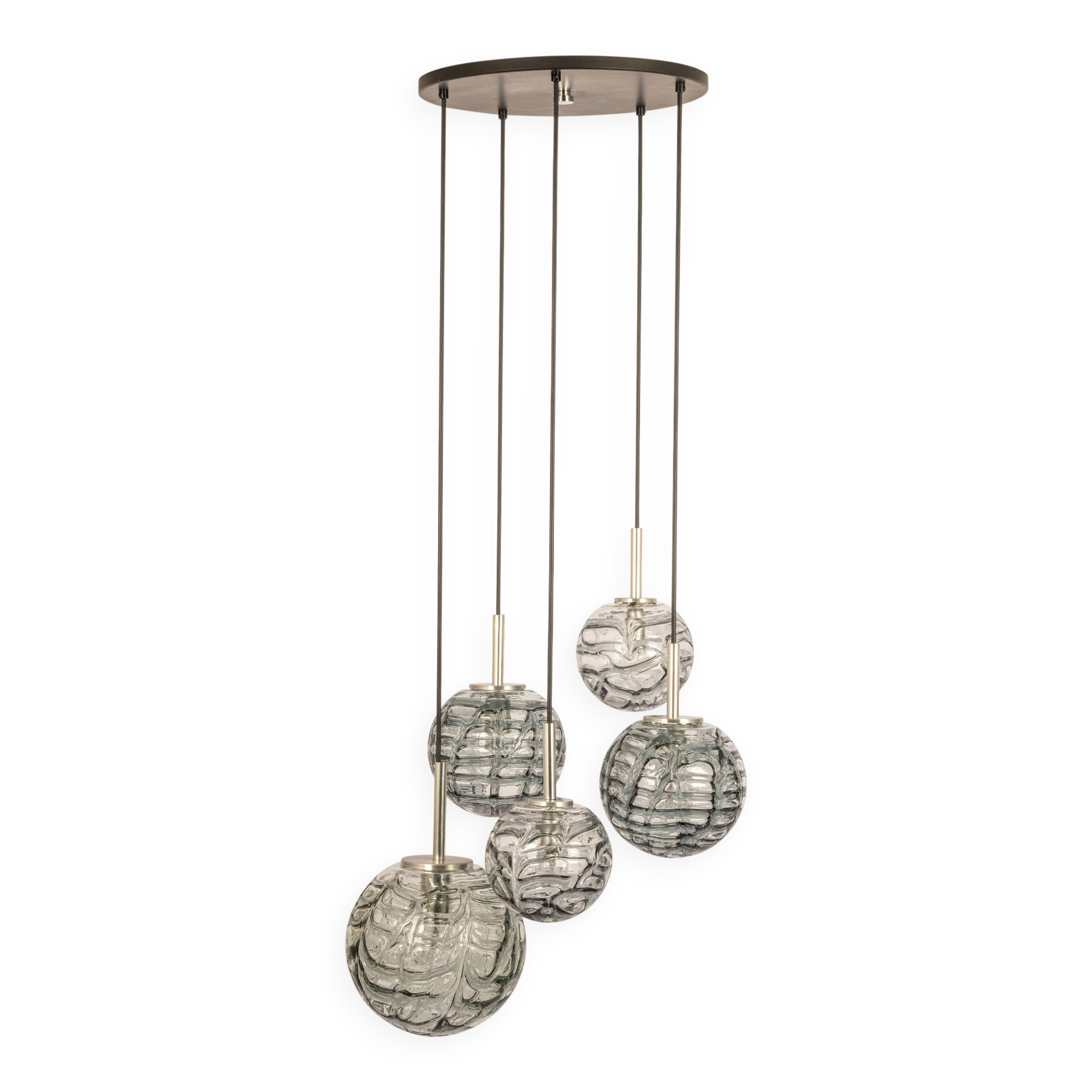 Grand cascading chandelier design with Murano glass by Doria, Germany, 1970s.