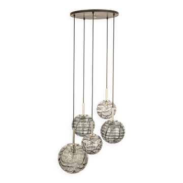 Grand lustre en cascade design avec verre Murano par Doria, Allemagne, années 1970