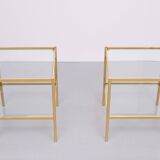 Pair Renato Zevi Brass square side tables 1970s Italy