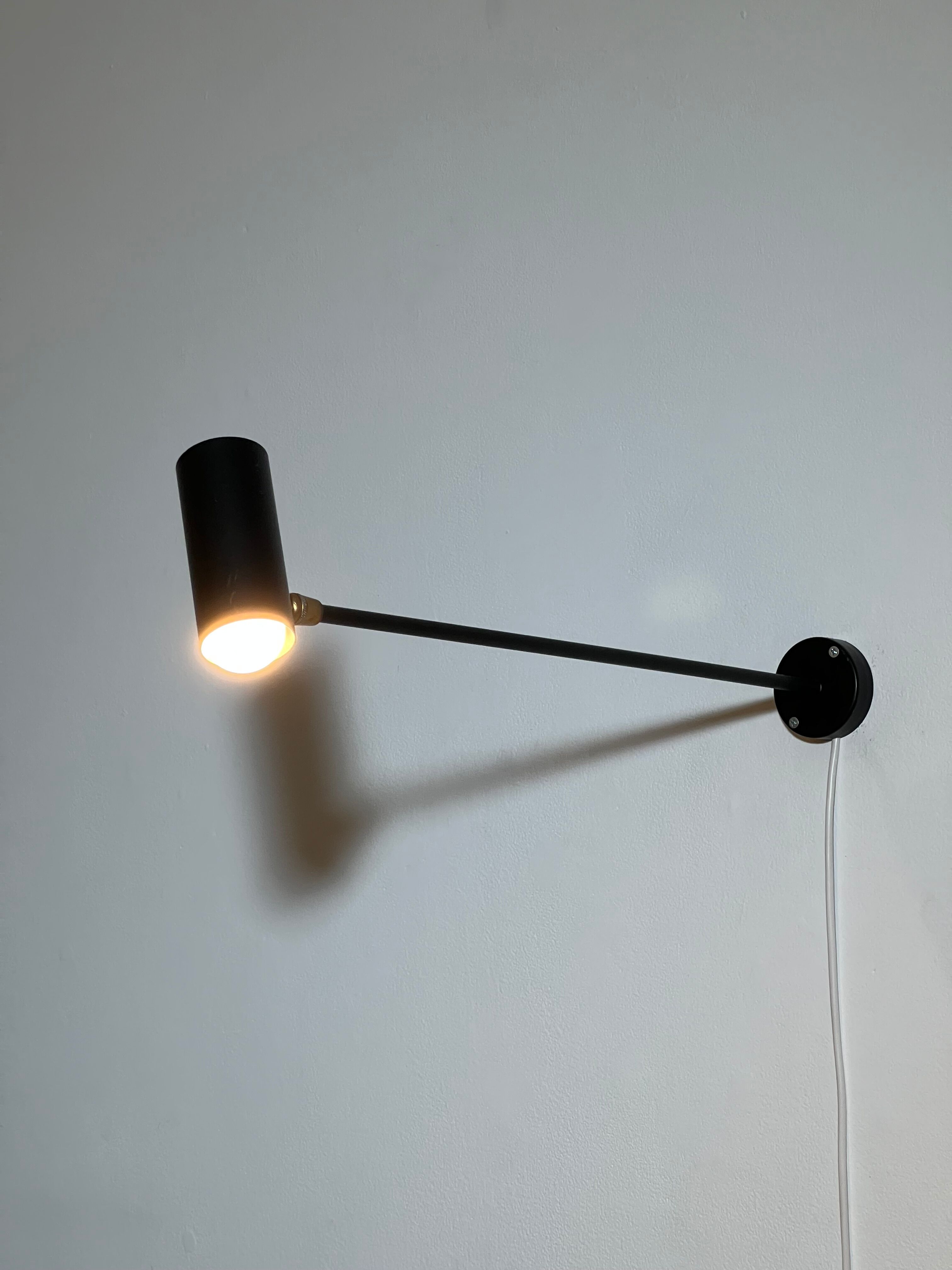 Vintage black metal wall lamp 1950s