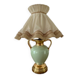 Vintage bedside lamp with green and gold porcelain foot