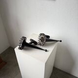 Black metal brutalist wall lights