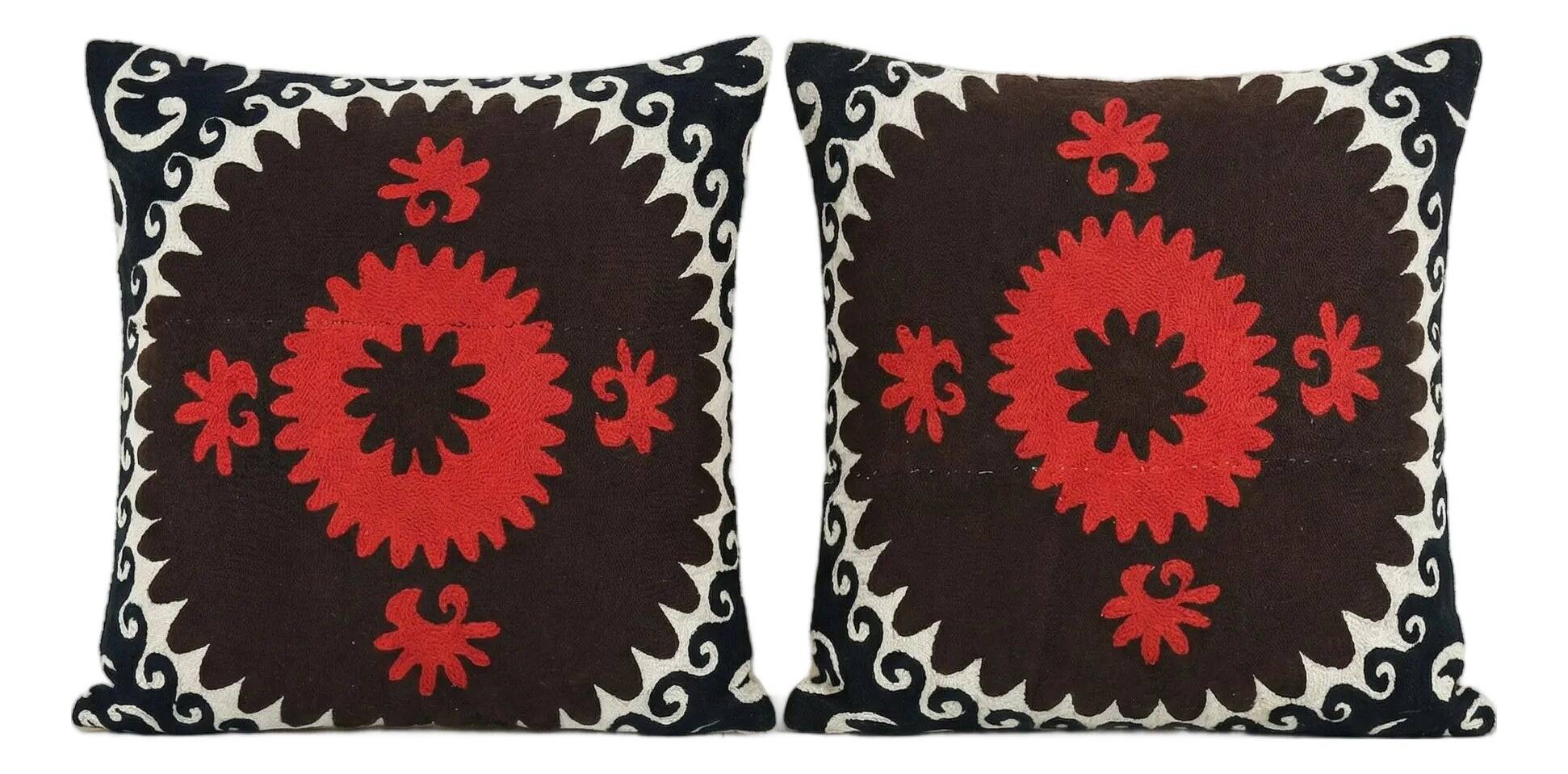 Set of 2 vintage embroidered cushion covers 53x56 cm