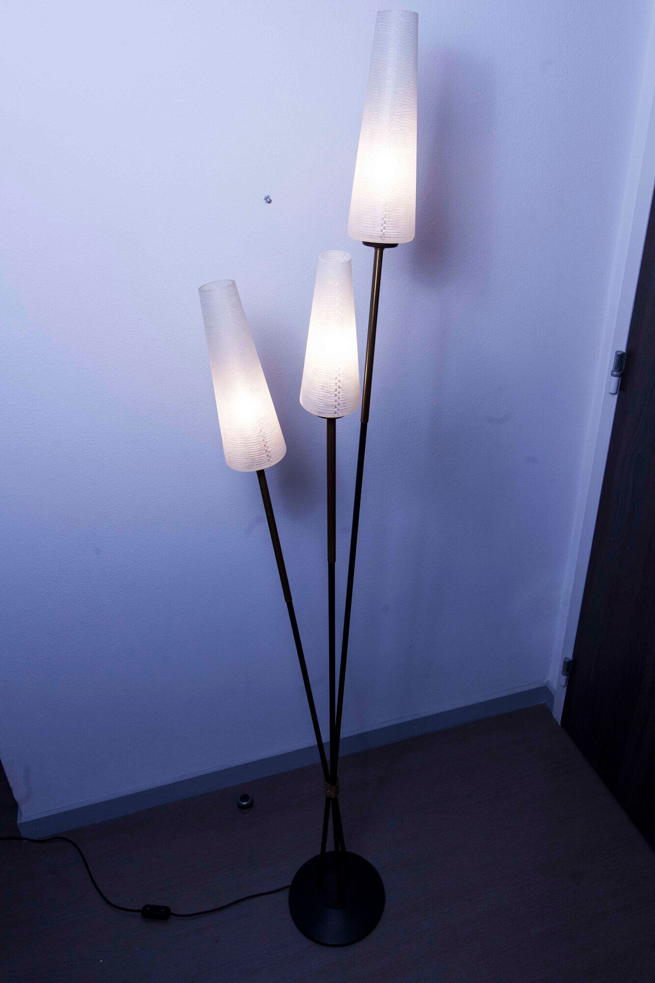 1960 brass cast iron and glass lamppost 3 heads