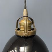 Small size black enamel hanging lamp with brass fixture