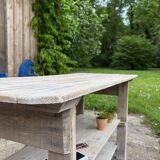 Console, établi en bois blanchi
