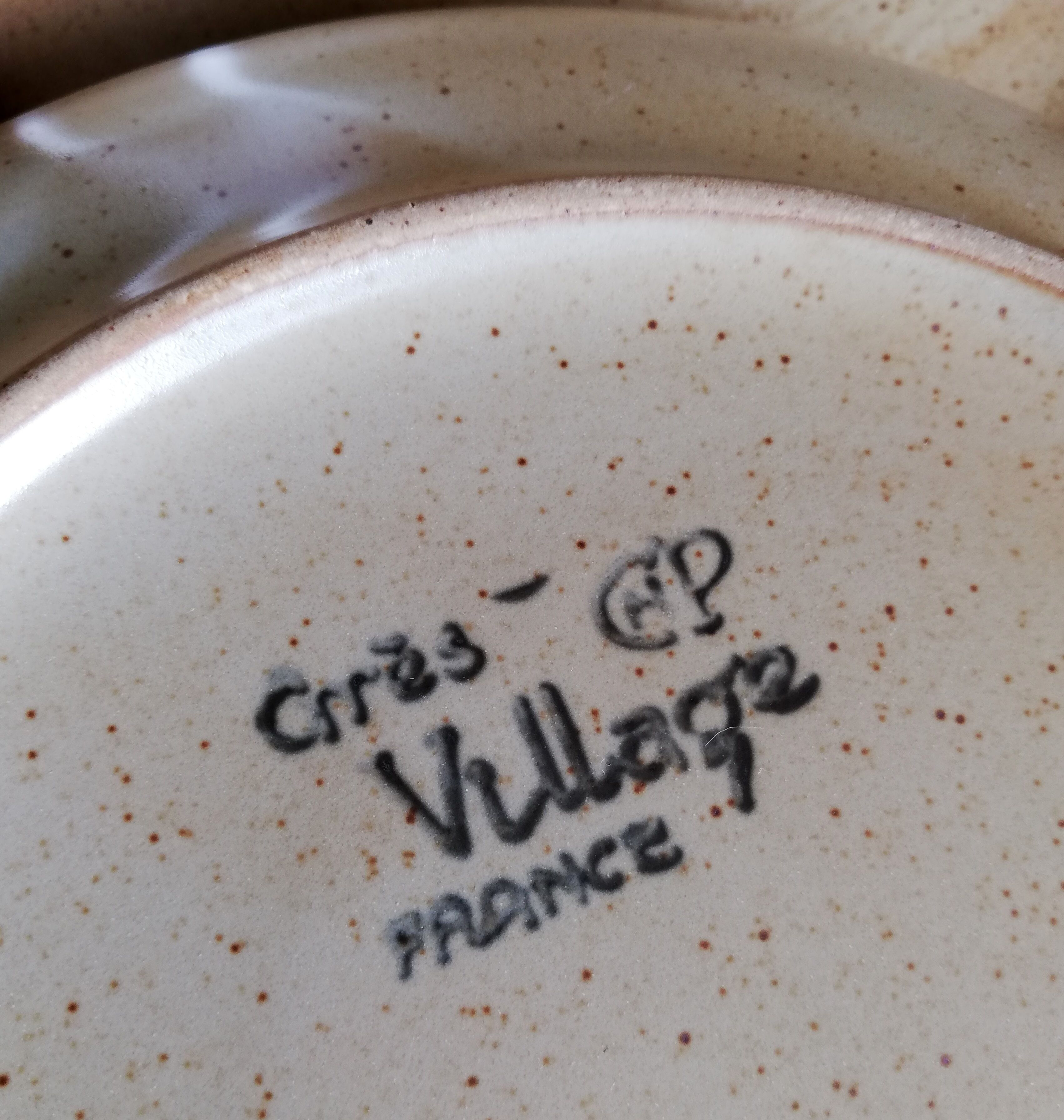 Service 12 assiettes plates grès Village NCF France