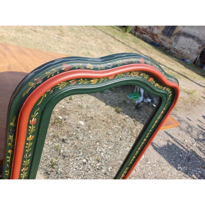 Painted wooden mirror with Savoyard decor