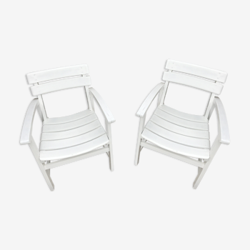 Set of 2 low chairs exotic wood
