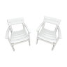 Ensemble de 2 fauteuils bas en bois exotique